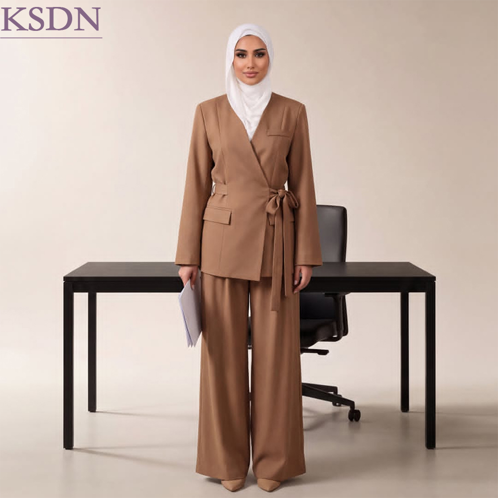 히잡 스타일의 여성용 정장, 우아한 벨트 장식 랩 블레 - Womens Blazer 리뷰 및 가격