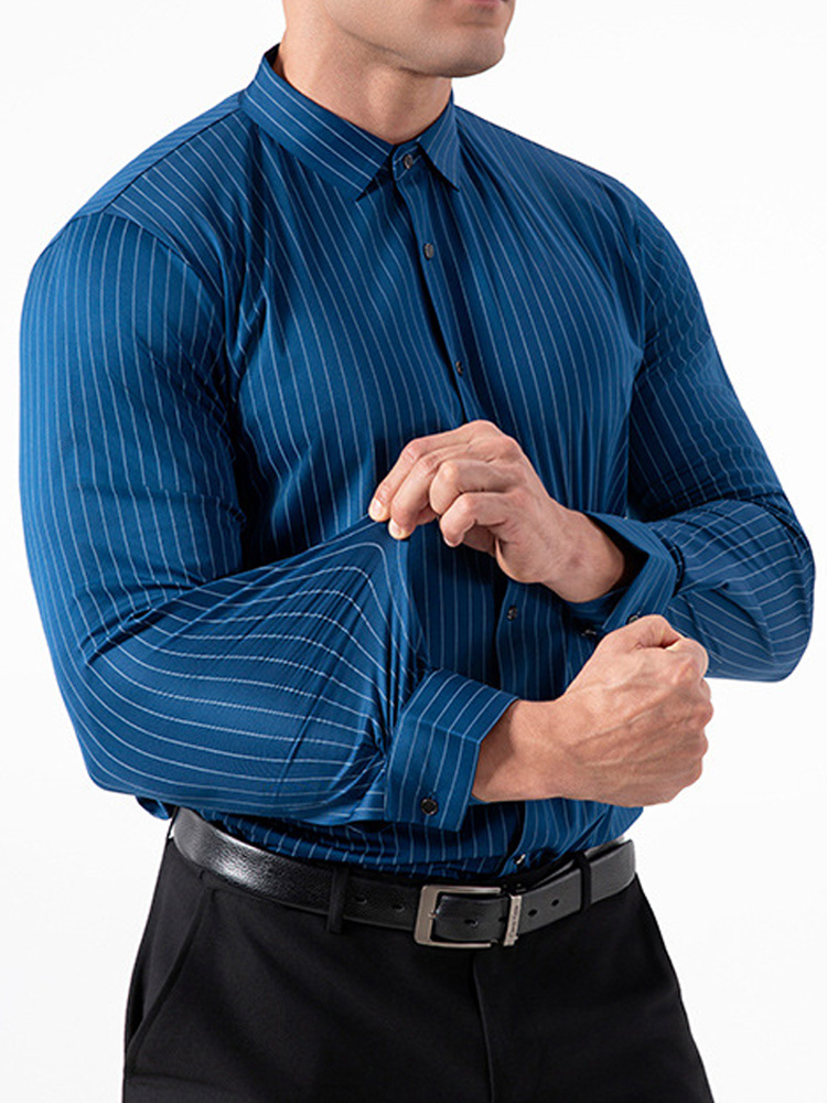 레트로 스트라이프 구김 방지 스트레치 드레스 셔츠 남성 - Formal Dress 리뷰 및 가격