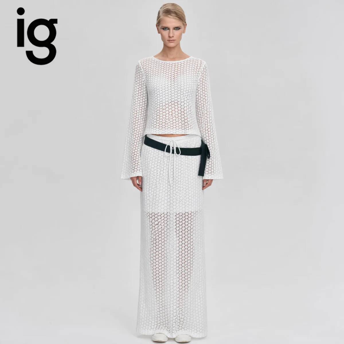IG 2026 여성용 홀 아웃 니트 투피스 세트, 플레 - Formal Skirt 리뷰 및 가격