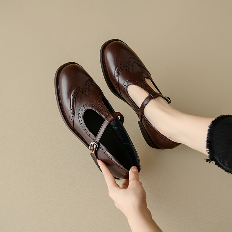 여성용 스플릿 가죽 신발, 라운드 토 메리 제인, 로우 - Womens Heels 리뷰 및 가격