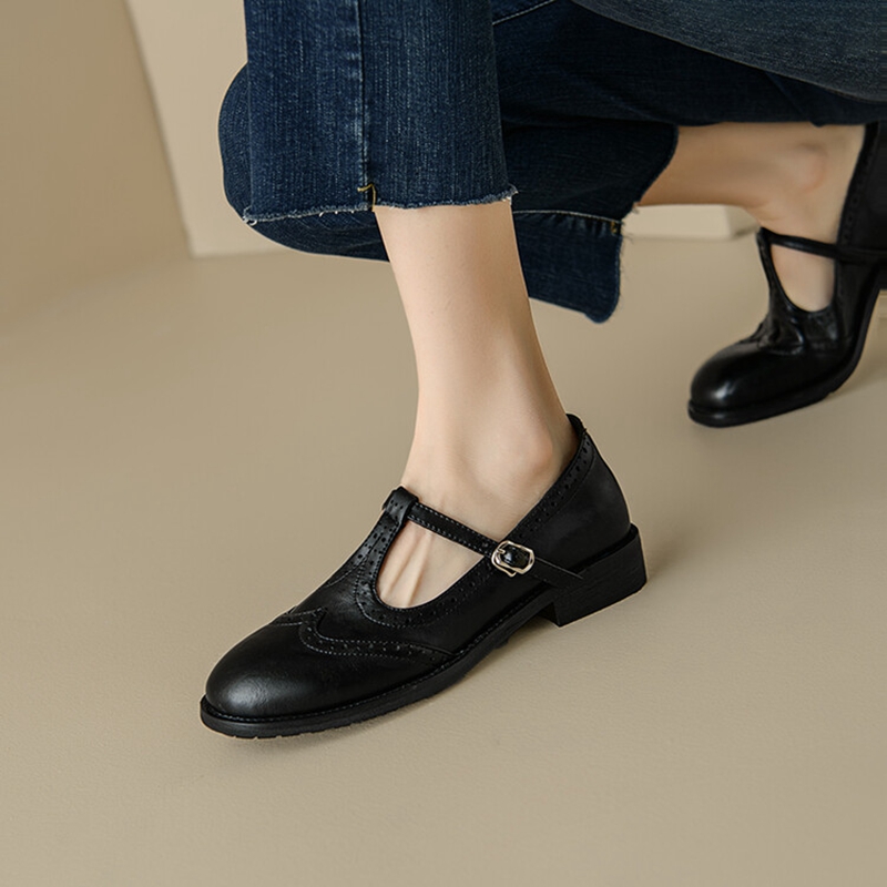 여성용 스플릿 가죽 신발, 라운드 토 메리 제인, 로우 - Womens Heels 리뷰 및 가격