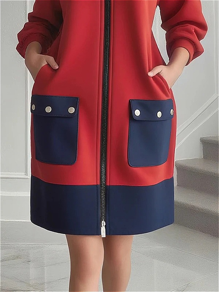 모디걸 대비색 긴 소매 드레스 여성용 겨울 봄 2025 - Women'S Red Formal Wear 리뷰 및 가격