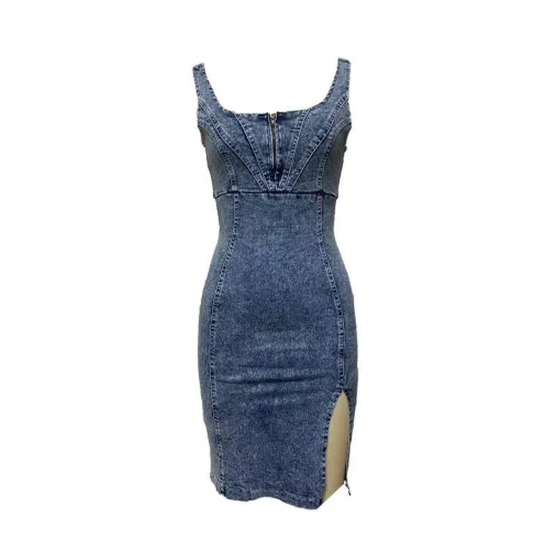 빈티지 슬림핏 데님 랩 힙 드레스 여성 캐주얼 백리스  - Midi Dress 리뷰 및 가격