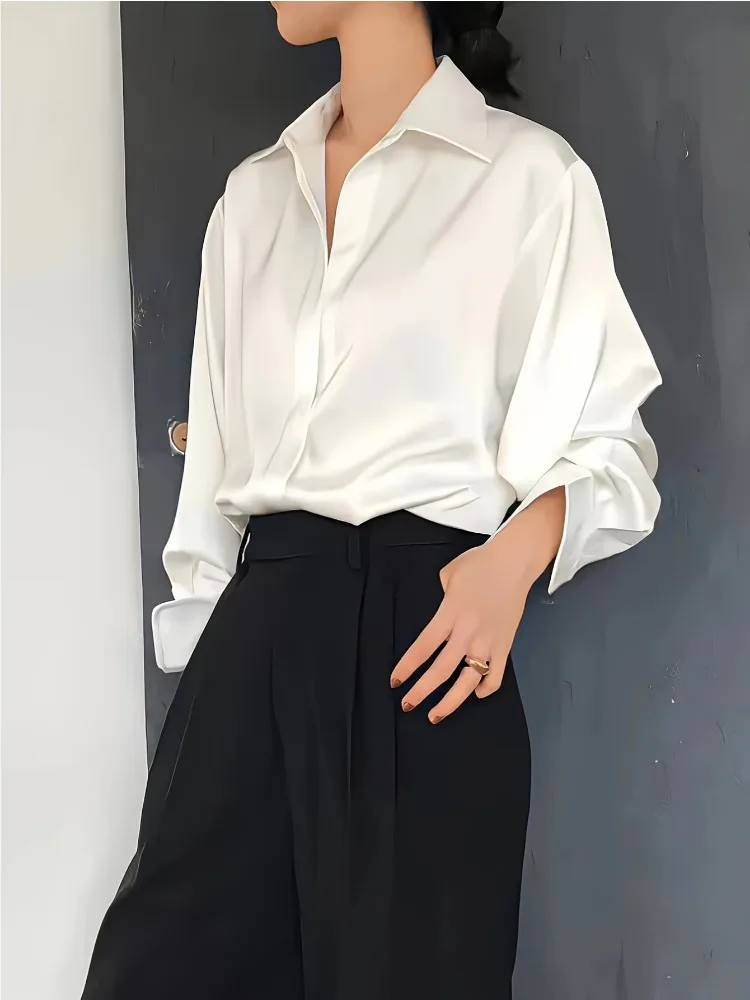 플러스 사이즈 캐주얼 여성 실크 셔츠 2025 새로운  - Silk Blouse 리뷰 및 가격