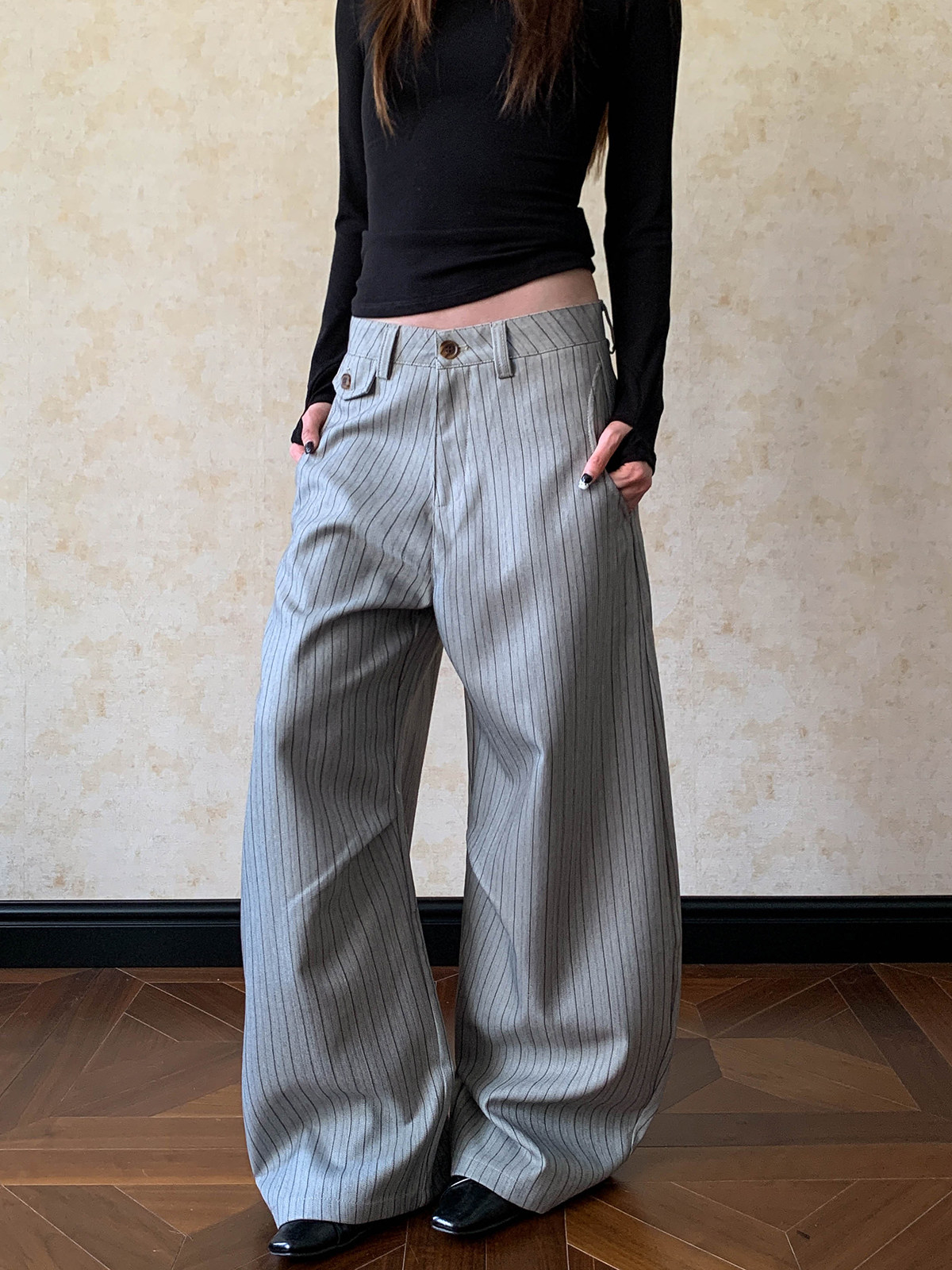 아메리칸 스트리트 스타일 남녀 공용 나이프 플리츠 와이 - Tailored Trouser Wide 리뷰 및 가격