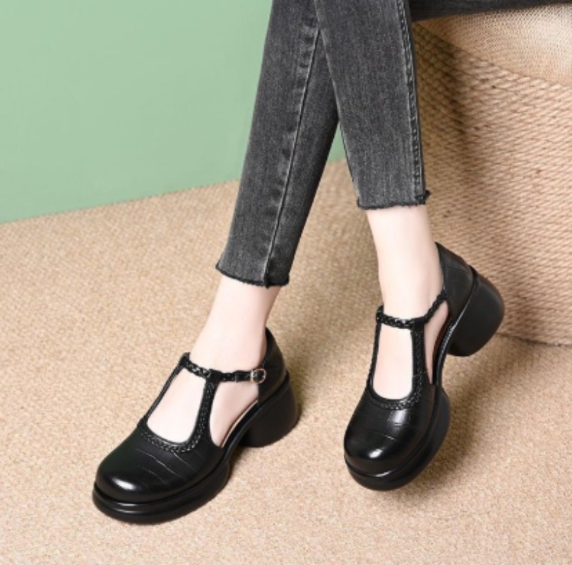 여성용 블랙 악어 무늬 메리 제인 샌들 T-스트랩 버클 - Womens Heels 리뷰 및 가격
