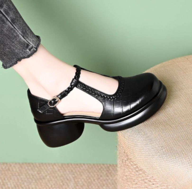 여성용 블랙 악어 무늬 메리 제인 샌들 T-스트랩 버클 - Womens Heels 리뷰 및 가격