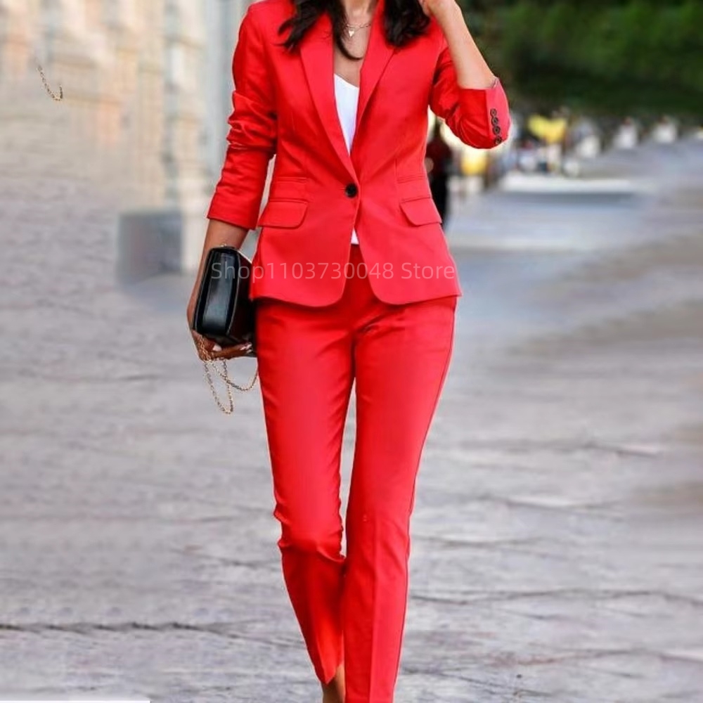 패션 오피스 여성 블레이저 및 바지 정장 세트, 화이트 - Women'S Red Formal Wear 리뷰 및 가격