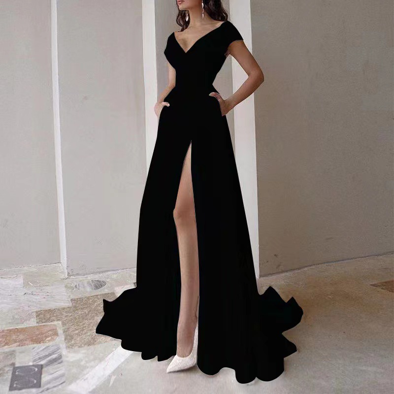 새로운 우아한 플로어 기장 여성 드레스 섹시한 슬릿 미 - Women'S Red Formal Wear 리뷰 및 가격